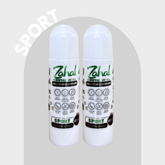 Desodorante Natural de Piedra de Alumbre ZAHAL Roll On Sport Cabón Activado 90 ml – Sin Clorhidrato de Aluminio, Sin Alcohol, Sin Fragancia, Sin Parabenos – Con Aloe Vera – Vegano, Orgánico, No Tóxico, pH Neutro