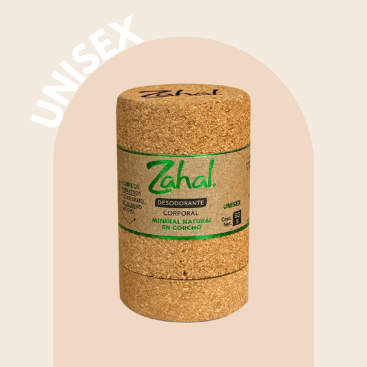 Desodorante Natural en Stick Piedra de Alumbre en corcho ZAHAL 60 g Unisex – Sin Clorhidrato de Aluminio, Sin Parabenos, Sin Alcohol, Sin Aroma, Vegano, Orgánico, No Mancha la piel ni la ropa, pH Neutro