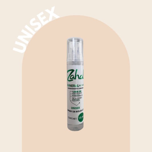 Desodorante Natural en Spray ZAHAL 15 ml – Unisex, con Piedra de Alumbre– Sin Clorhidrato de Aluminio, Sin Parabenos, Sin Alcohol, Sin Aroma, Vegano, Orgánico, No Mancha, pH Neutro